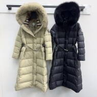 버버리 클래식 로고 버클 벨트 후드 다운 롱패딩