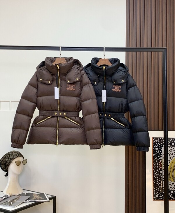 위핑,셀린느 후드 쇼트 화이트 구스 다운 패딩