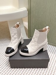 샤넬 더블 C 디자인 핸드메이드 통굽 플랫폼 부츠