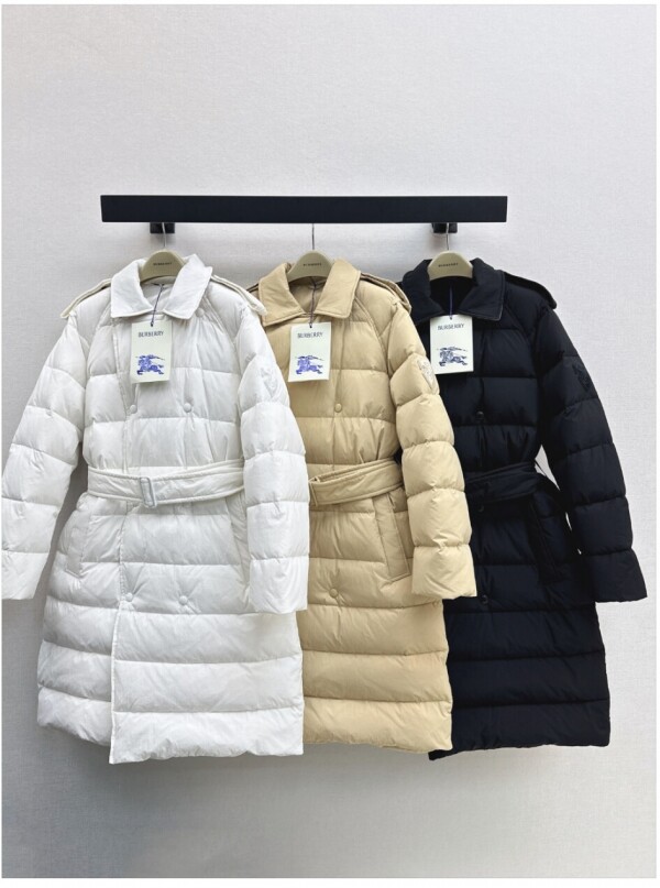 위핑,버버리 후드 롱 다운 패딩 90 화이트 오리털